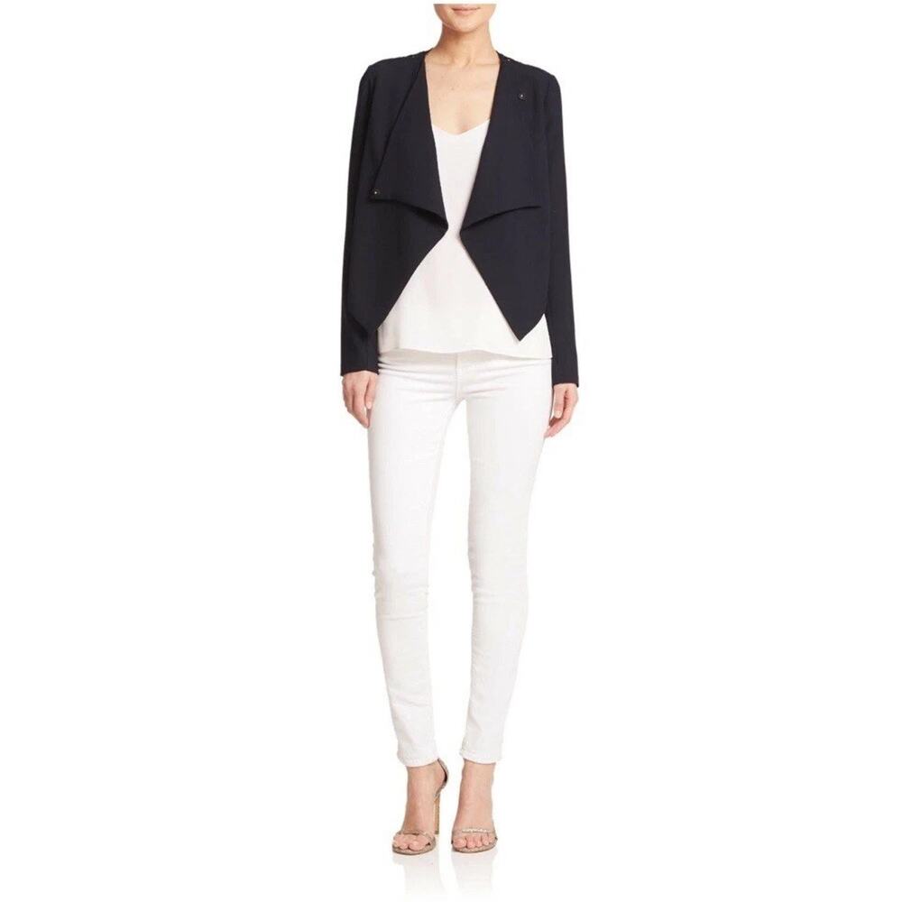 Bailey 44 Womens Cascara Blue Draped Lace Back Blazer Jacket Size LARGE US Made